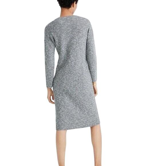 Madewell Sweater Dress Midi Drop Shoulder Minimalist Marled Ribbed Knit - Picture 7 of 9